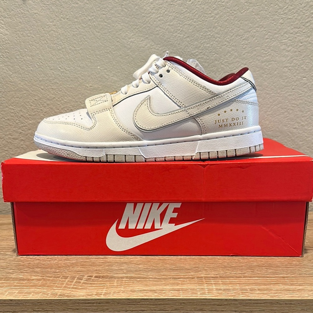 Nike Dunk Low limited edition white, cream,& gold 🔥
